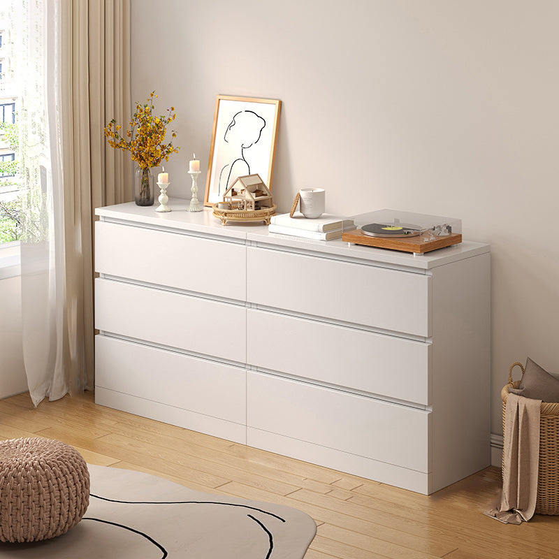 Contemporary White/Natural Chest with Wooden Drawers Rectangle Chest
