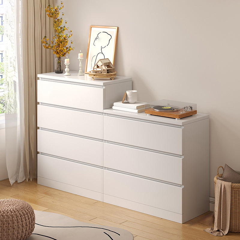 Contemporary White/Natural Chest with Wooden Drawers Rectangle Chest