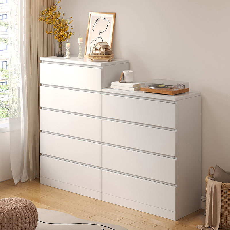 Contemporary White/Natural Chest with Wooden Drawers Rectangle Chest