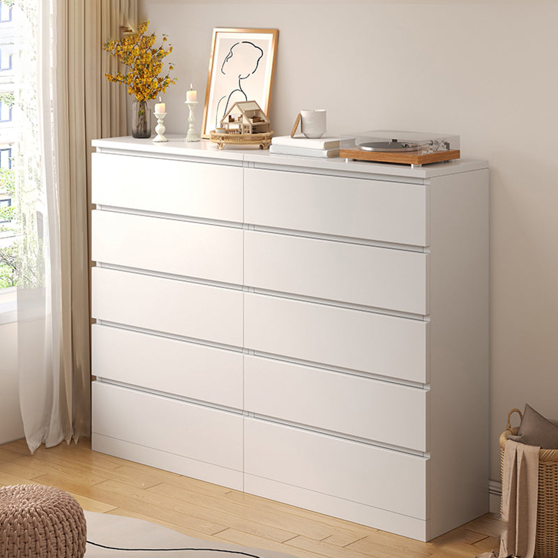 Contemporary White/Natural Chest with Wooden Drawers Rectangle Chest