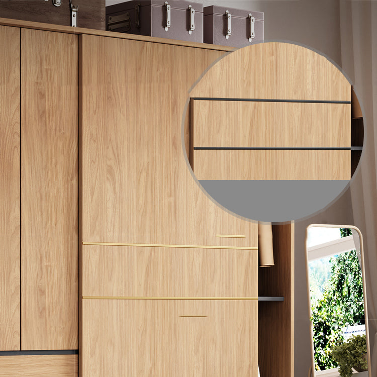Contemporary Wood Wardrobe Armoire Freestanding Adjustable Shelves Wardrobe with Drawers