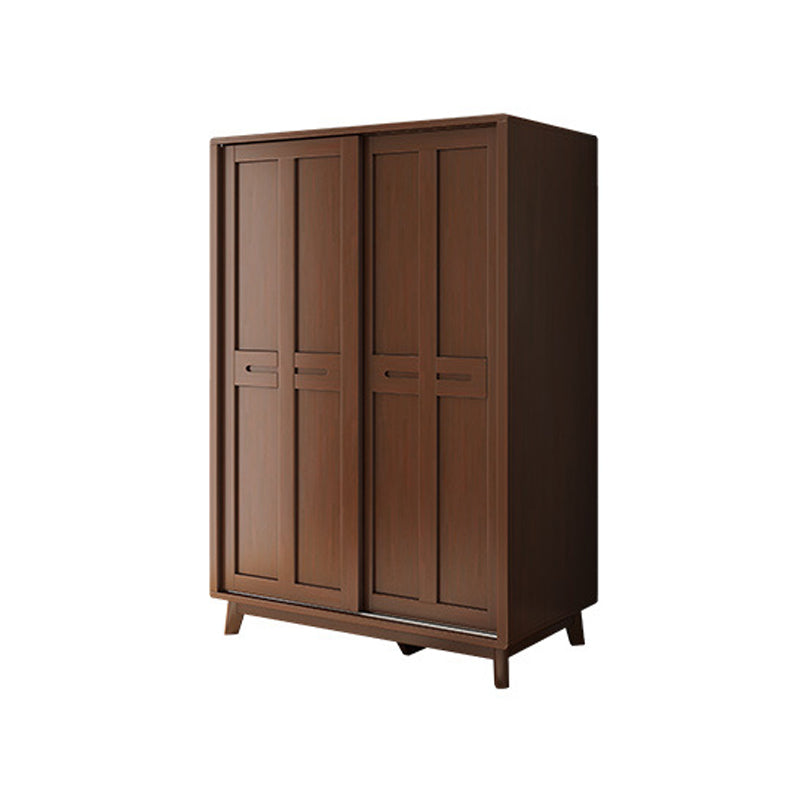Contemporary Rubberwood Storage Cabinet Sliding Door Cabinet with Legs