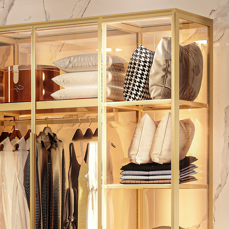 Metal Storage Cabinet with Glass Doors Contemporary Hinged Door Cabinet