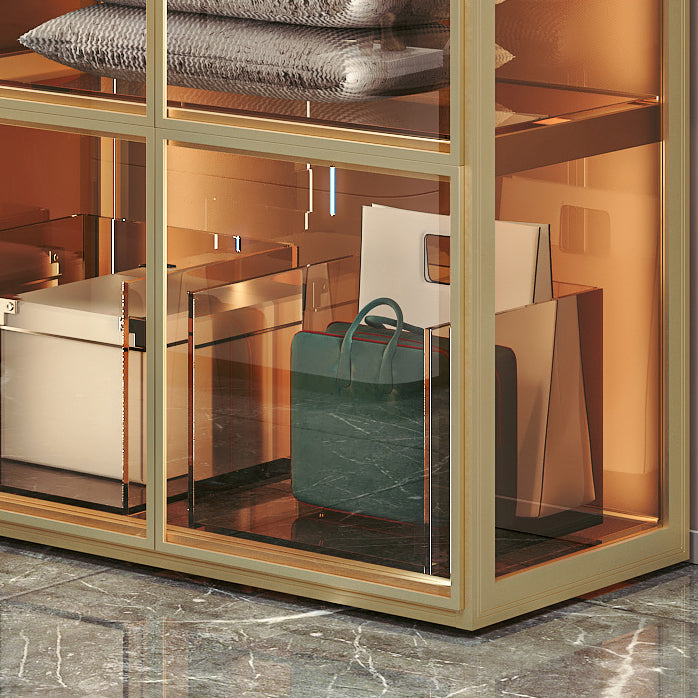 Metal Storage Cabinet with Glass Doors Contemporary Hinged Door Cabinet