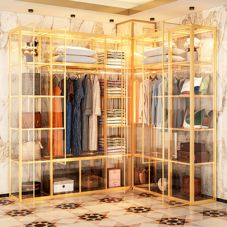 Metal Storage Cabinet with Glass Doors Contemporary Hinged Door Cabinet