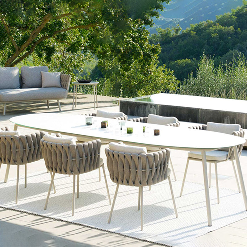 Boho 1/5/7 Pcs Dining Table Set Stone Table with Chairs for Patio