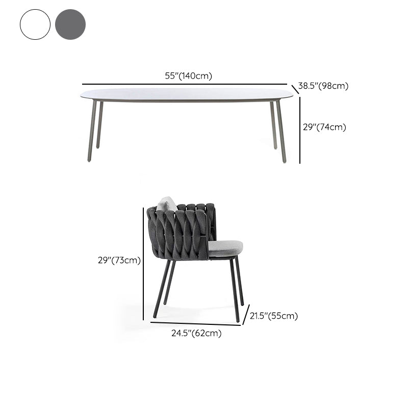 Boho 1/5/7 Pcs Dining Table Set Stone Table with Chairs for Patio