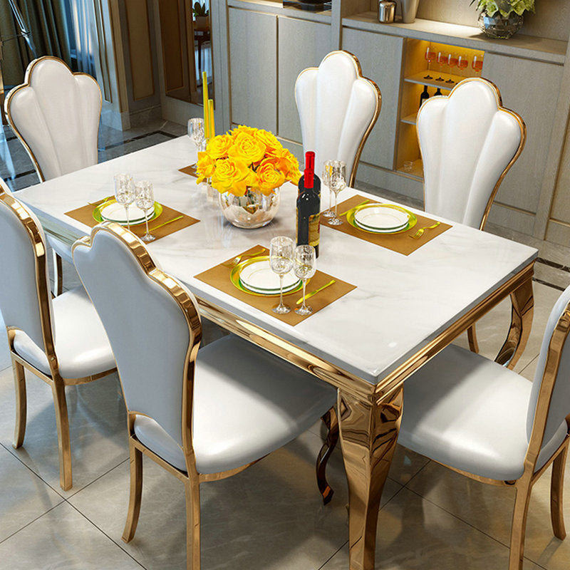 Luxury Gold Base Dining Table Faux Marble Home Kitchen Table