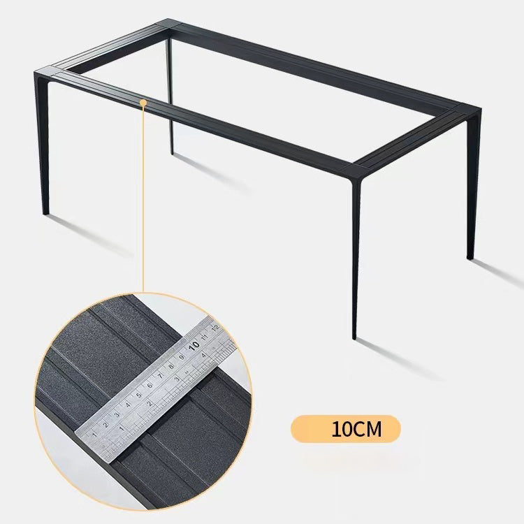 Simplicity Style Dinette Table Rectangle Stone Dining Room Table in Black