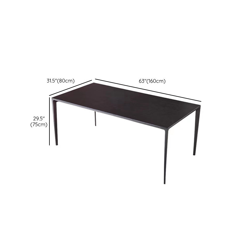 Simplicity Style Dinette Table Rectangle Stone Dining Room Table in Black