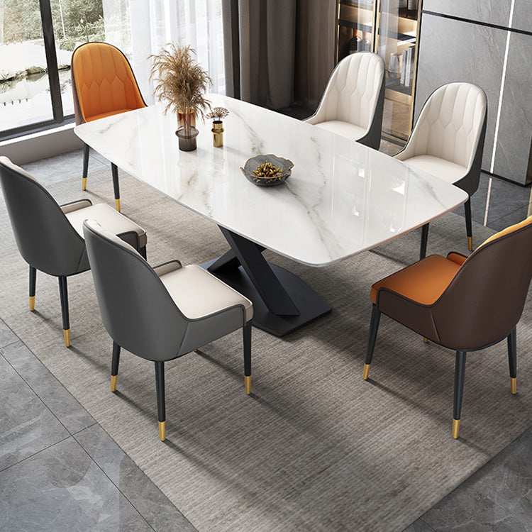 Glam Dinner Table Rectangle Stone Dining Room Table for Home