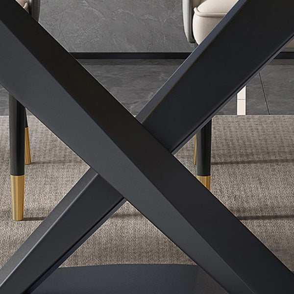 Glam Dinner Table Rectangle Stone Dining Room Table for Home