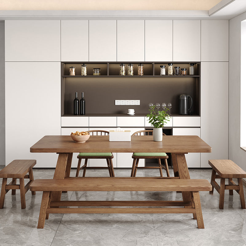 Simplicity Style Dinette Table Solid Wood Rectangle Dinner Table in Brown