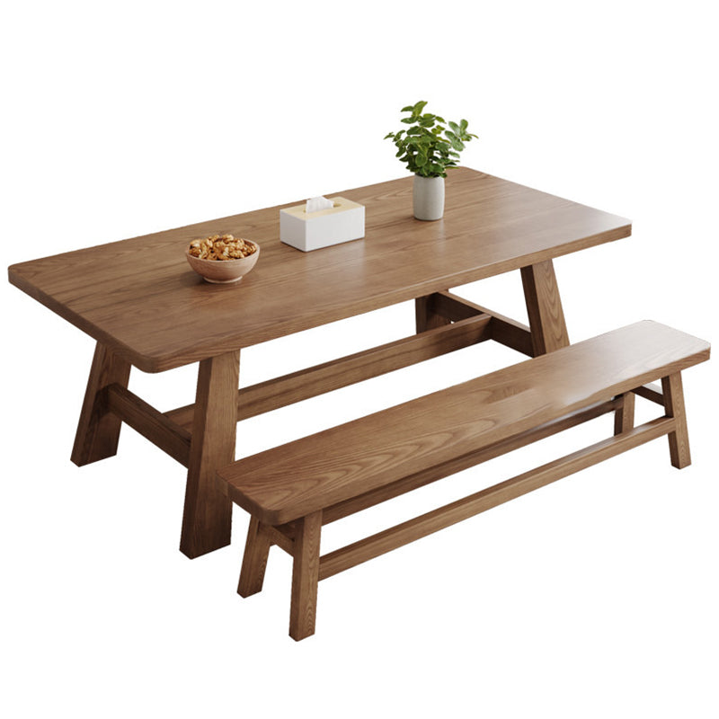 Simplicity Style Dinette Table Solid Wood Rectangle Dinner Table in Brown