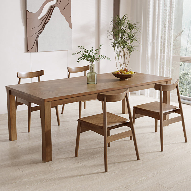 Simplicity Dinette Table Solid Wood Rectangle Dinner Table in Brown