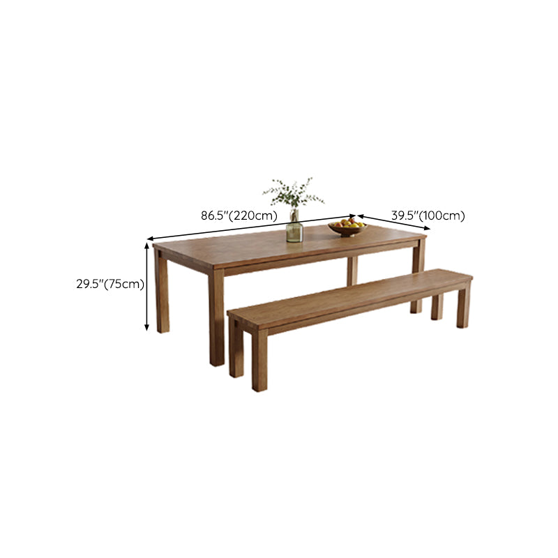 Simplicity Dinette Table Solid Wood Rectangle Dinner Table in Brown