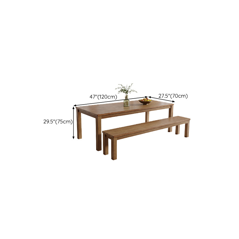 Simplicity Dinette Table Solid Wood Rectangle Dinner Table in Brown