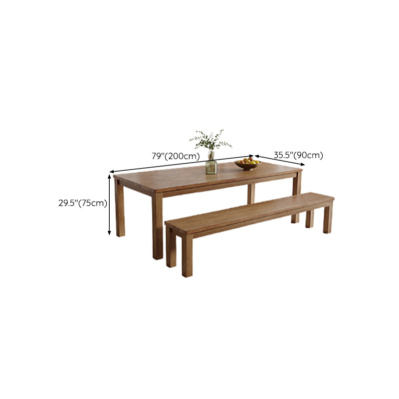 Simplicity Dinette Table Solid Wood Rectangle Dinner Table in Brown