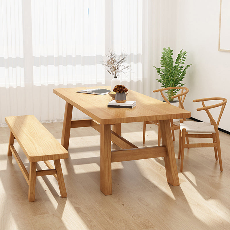 Simplicity Style Dinette Table Solid Wood Rectangle Dinner Table in Natural