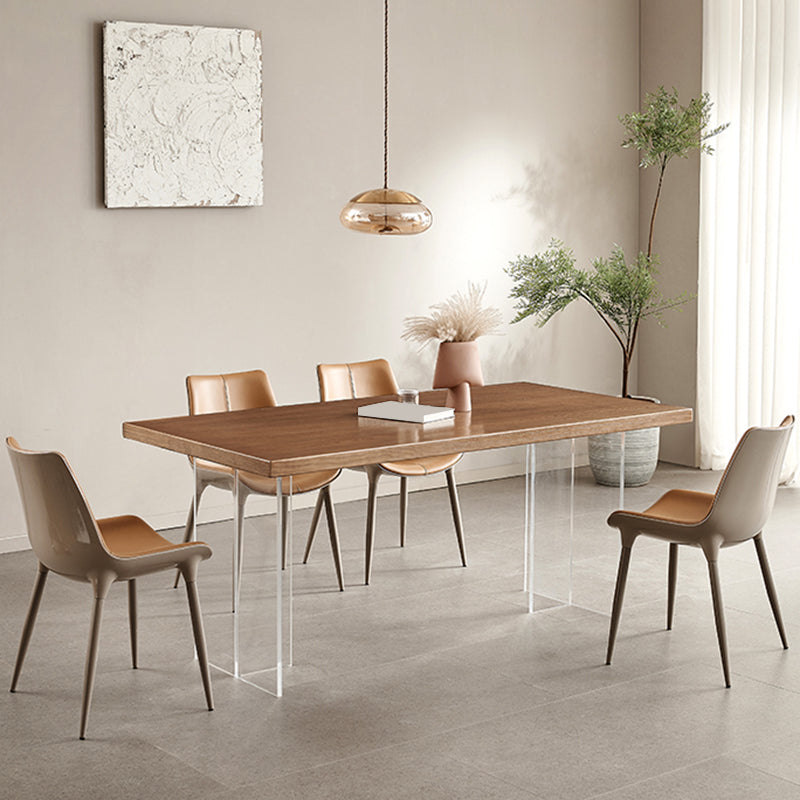 Simplicity Dinette Table Rectangle Solid Wood Dinner Table in Brown