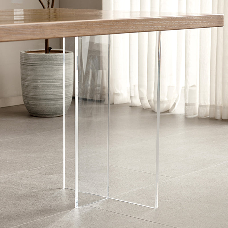 Simplicity Dinette Table Rectangle Solid Wood Dinner Table in Brown