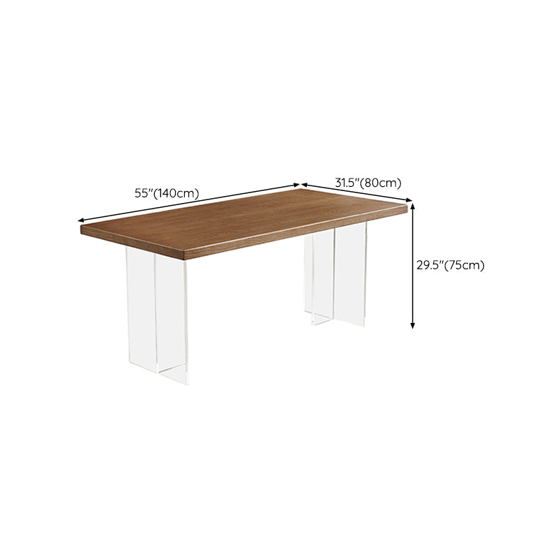 Simplicity Dinette Table Rectangle Solid Wood Dinner Table in Brown