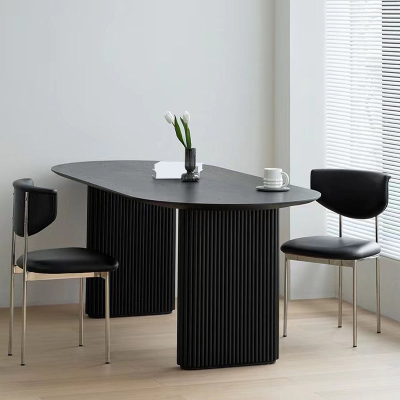 Simplicity Style Dinette Table Solid Wood Oval Dinner Table in Black