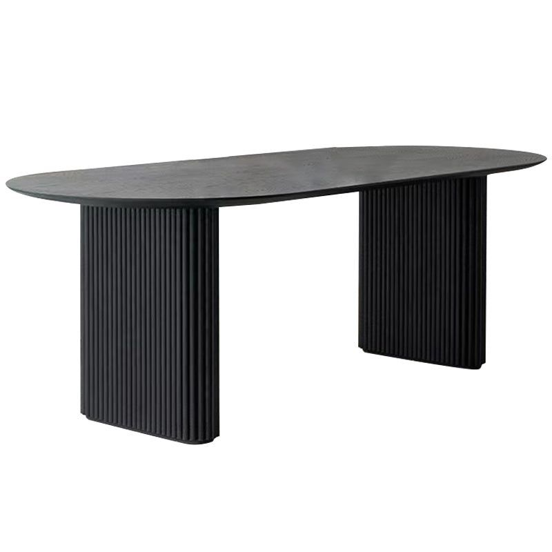 Simplicity Style Dinette Table Solid Wood Oval Dinner Table in Black