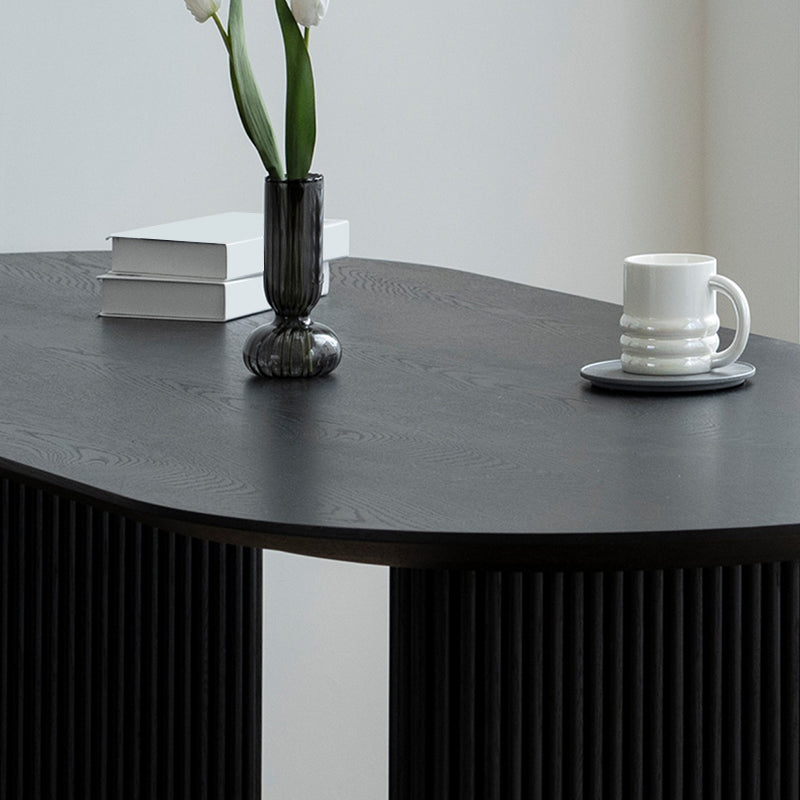 Simplicity Style Dinette Table Solid Wood Oval Dinner Table in Black