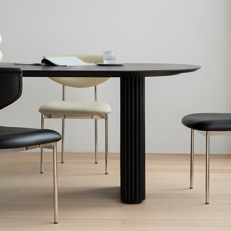 Simplicity Style Dinette Table Solid Wood Oval Dinner Table in Black