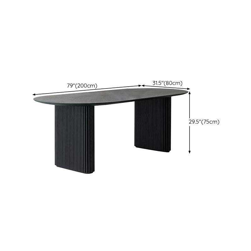 Simplicity Style Dinette Table Solid Wood Oval Dinner Table in Black
