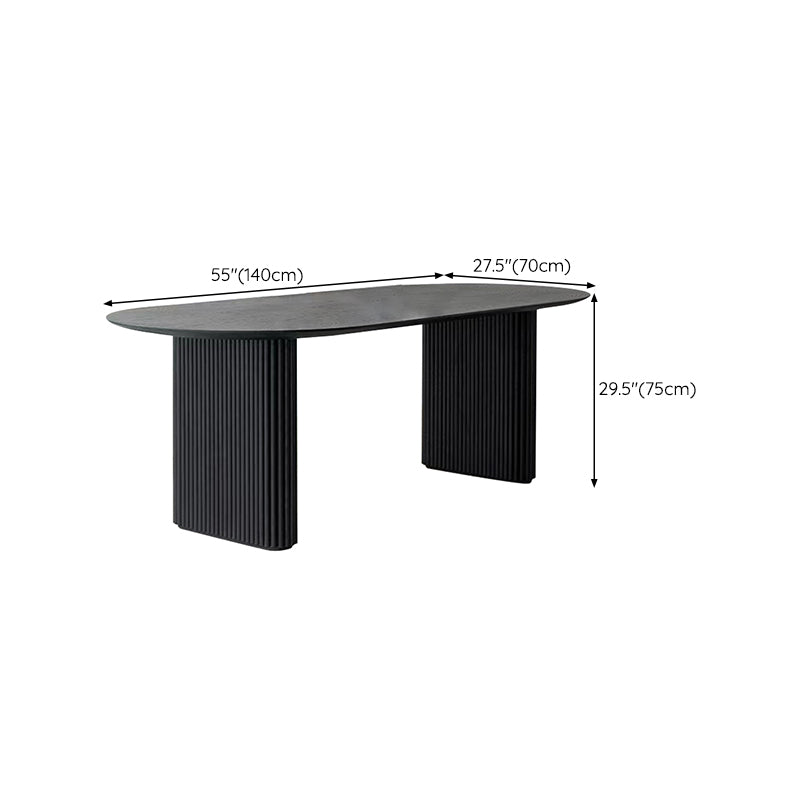 Simplicity Style Dinette Table Solid Wood Oval Dinner Table in Black