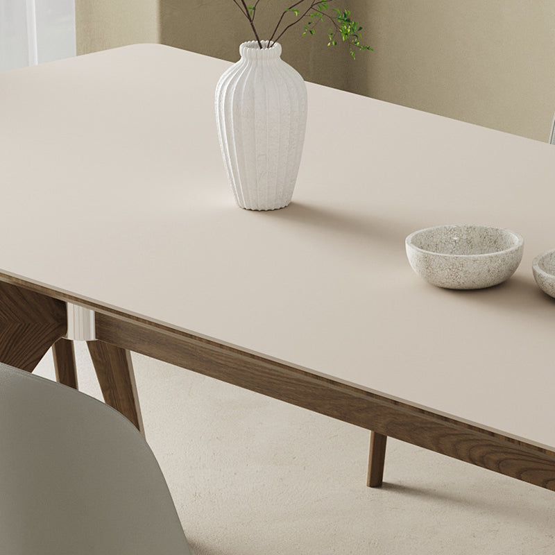 Simplicity Style Dinette Table Rectangle Stone Dinner Table in White
