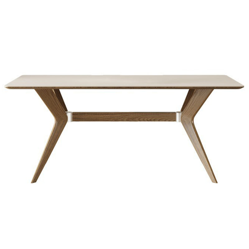 Simplicity Style Dinette Table Rectangle Stone Dinner Table in White