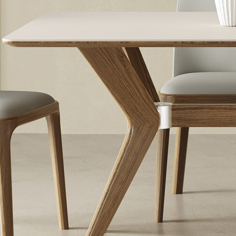 Simplicity Style Dinette Table Rectangle Stone Dinner Table in White