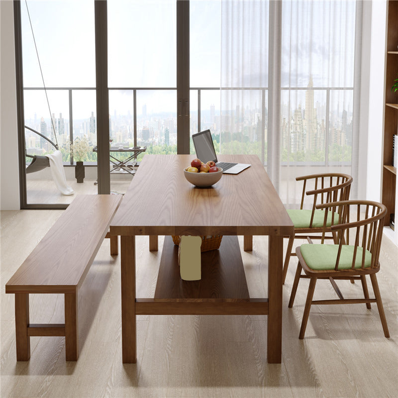 Simplicity Dinette Table Solid Wood Rectangle Dining Room Table in Brown