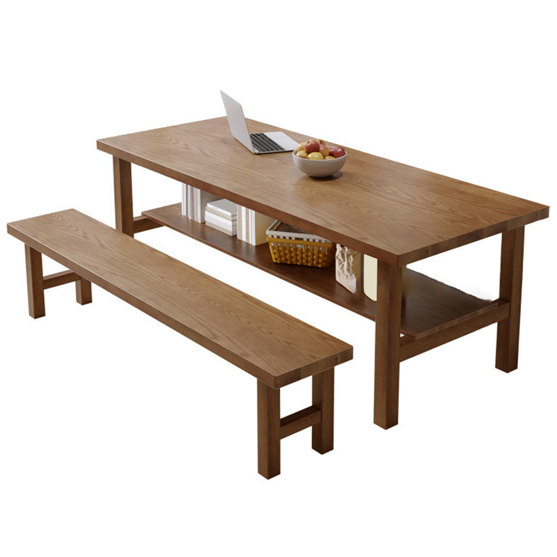 Simplicity Dinette Table Solid Wood Rectangle Dining Room Table in Brown