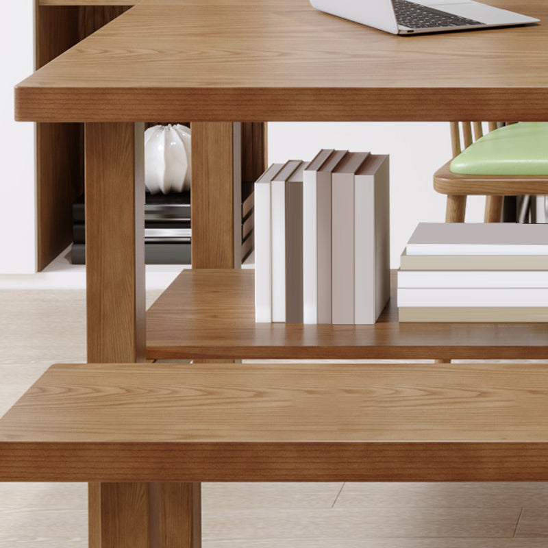 Simplicity Dinette Table Solid Wood Rectangle Dining Room Table in Brown