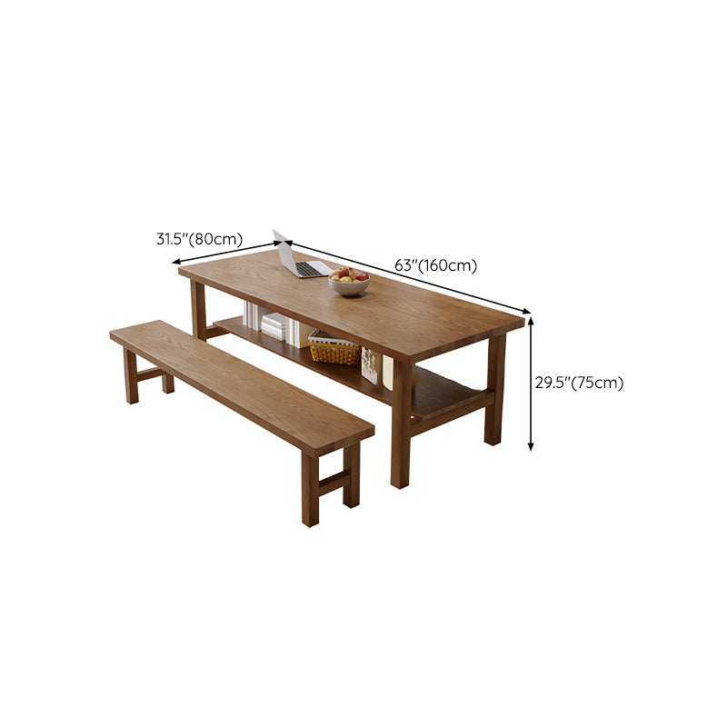 Simplicity Dinette Table Solid Wood Rectangle Dining Room Table in Brown