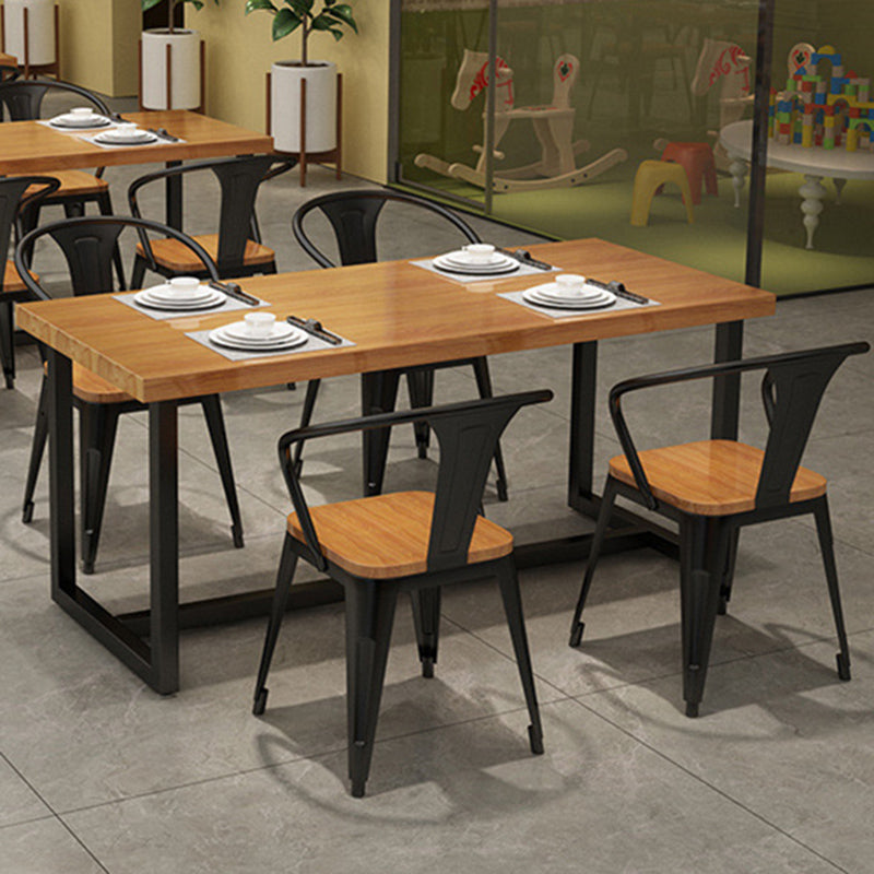 Industrial 1/5 Pieces Dining Set Rectangle Wood Dining Table for Milk Tea Shop