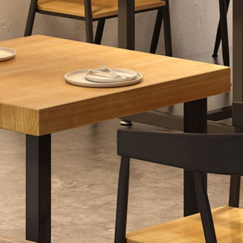 Industrial 1/5 Pieces Dining Set Rectangle Wood Dining Table for Milk Tea Shop