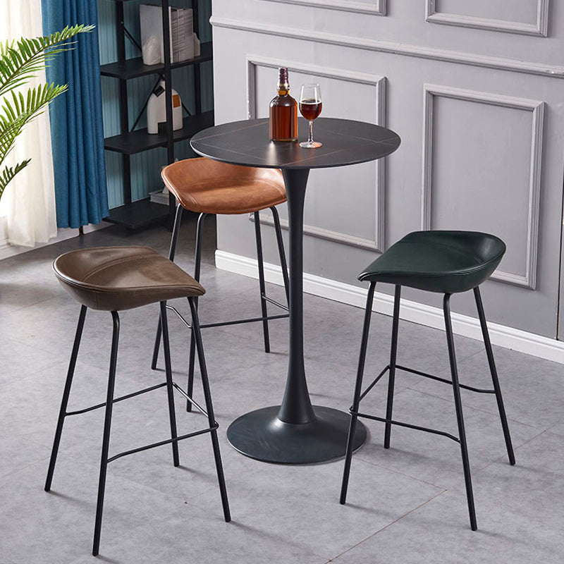 Industrial Style Counter Stool Armless Upholstered Bar Stool with Metal Legs