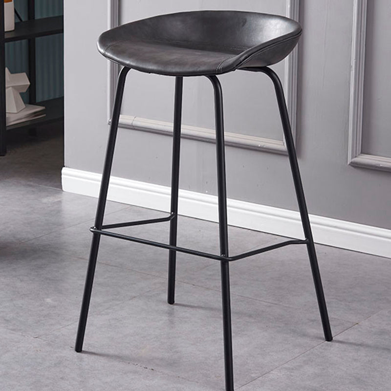 Industrial Style Counter Stool Armless Upholstered Bar Stool with Metal Legs