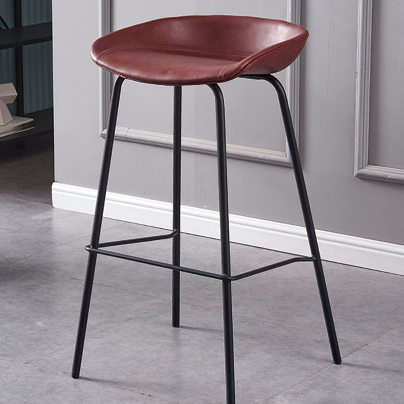 Industrial Style Counter Stool Armless Upholstered Bar Stool with Metal Legs