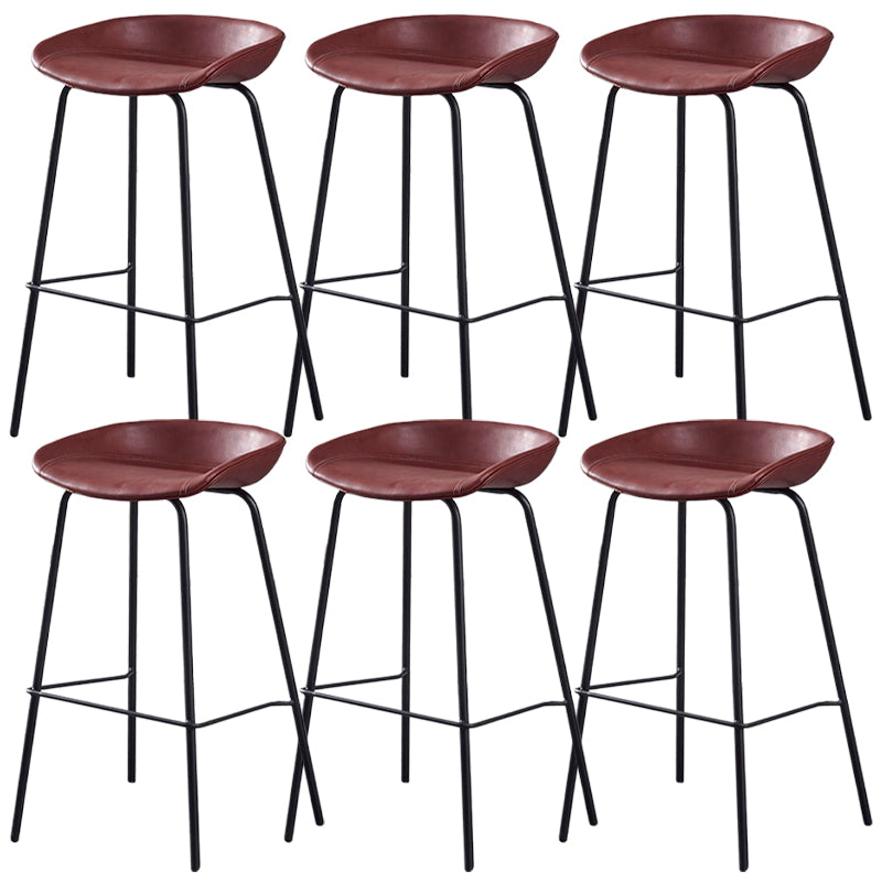 Industrial Style Counter Stool Armless Upholstered Bar Stool with Metal Legs