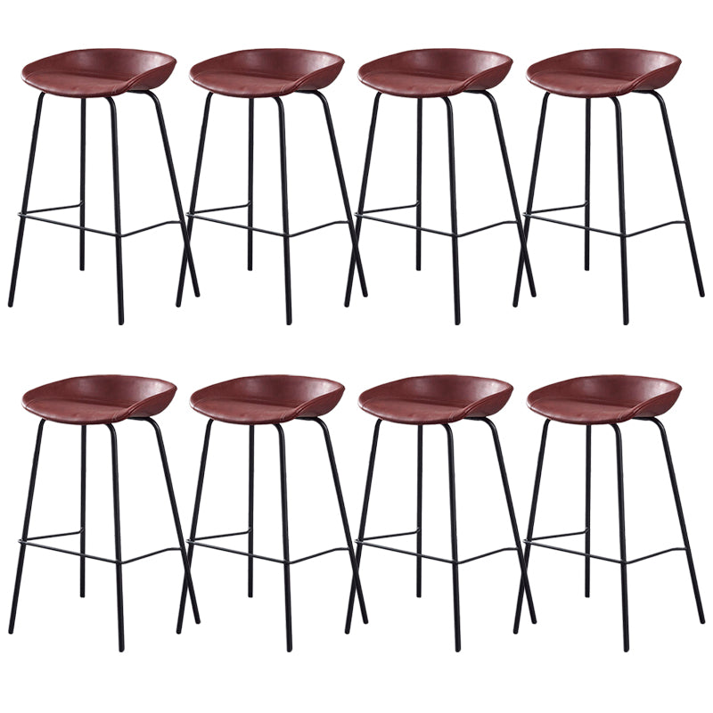 Industrial Style Counter Stool Armless Upholstered Bar Stool with Metal Legs