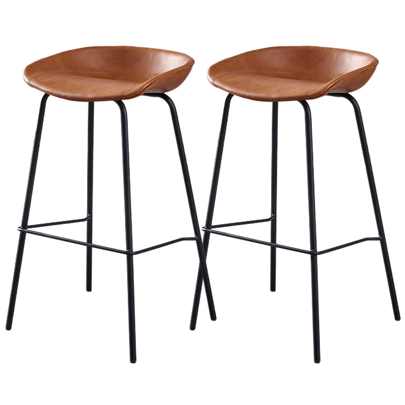 Industrial Style Counter Stool Armless Upholstered Bar Stool with Metal Legs