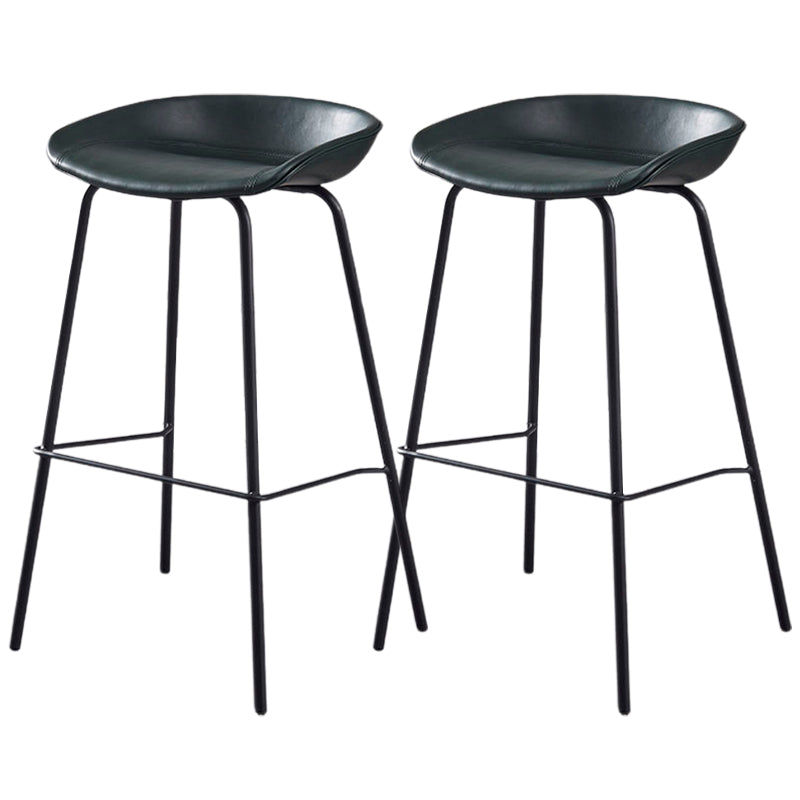 Industrial Style Counter Stool Armless Upholstered Bar Stool with Metal Legs