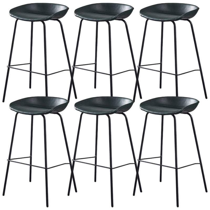 Industrial Style Counter Stool Armless Upholstered Bar Stool with Metal Legs
