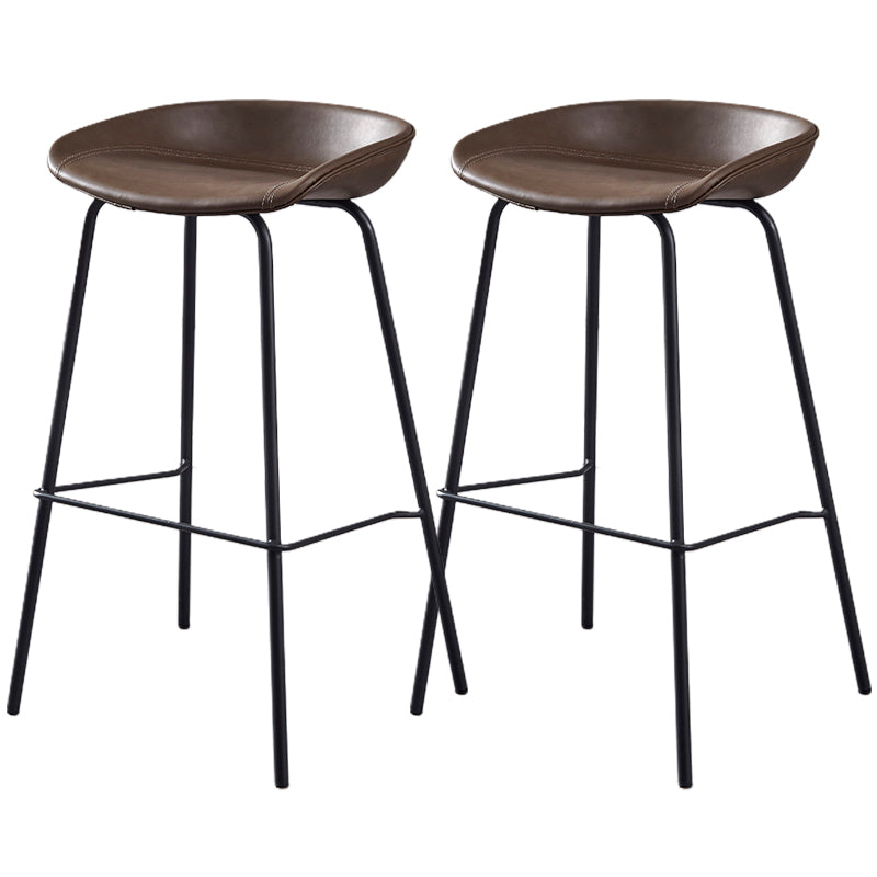 Industrial Style Counter Stool Armless Upholstered Bar Stool with Metal Legs